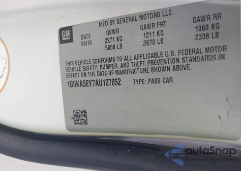 2010 Cadillac Dts Standard from USA, damaged, VIN 1G6KA5EY7AU127052